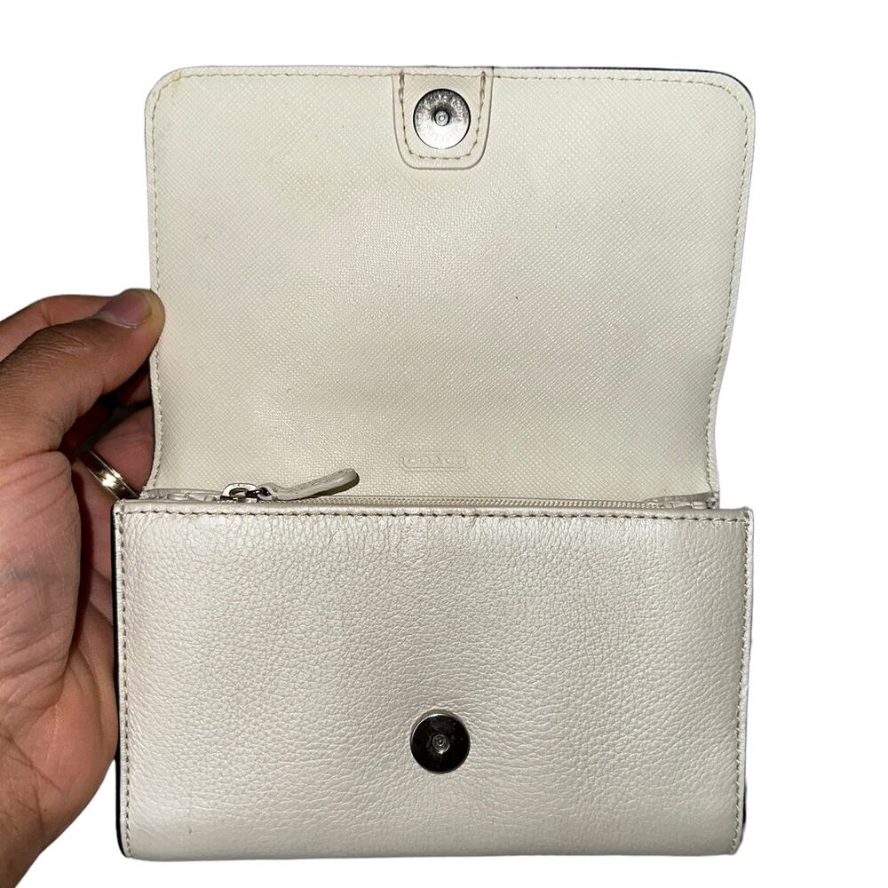Coach Pearl Cream Metallic Crossbody Wallet Convertible Leather Crossbody Purse - Picture 6 of 14